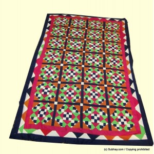 Multi Color Single Bed / Charpai Chadder Handmade Sindhi Tukri Ralli / Rally / Appliqued Bedset RBS-09